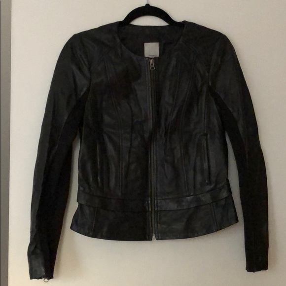 halogen zip racer leather jacket